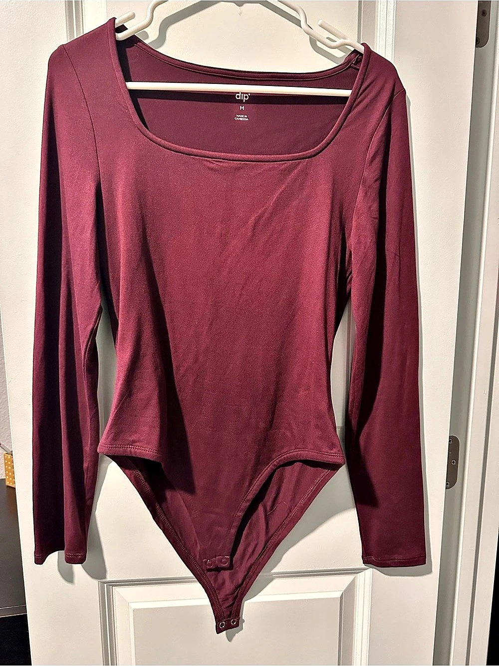 dlp Long Sleeve Bodysuit in Burgundy Size Medium